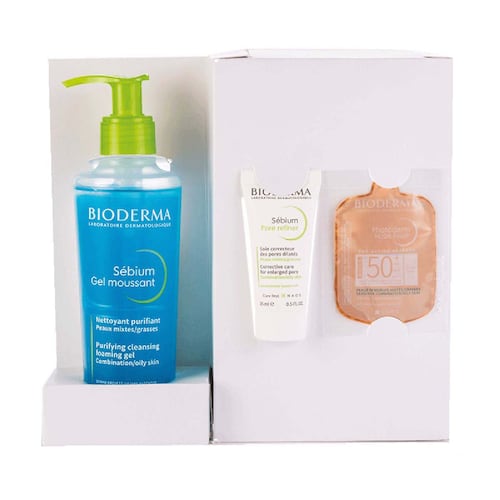 Pack Bioderma Sébium Gel moussant + Sebium Pore refiner + Mini Photoderm Nude Touch Claro
