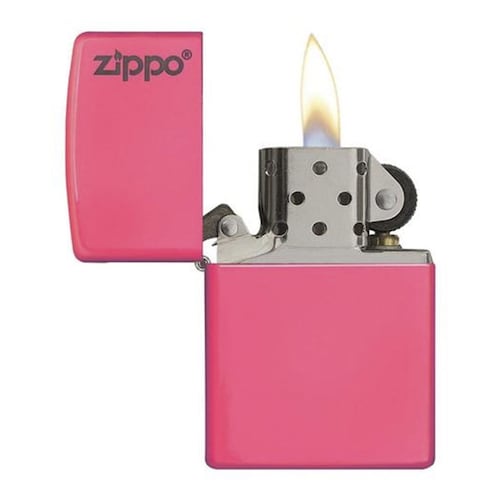 Encendedor Zippo Neón Rosa con Logo Zippo