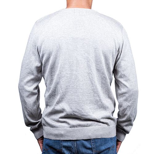 Sweater Polo Club cuello V talla grande color gris