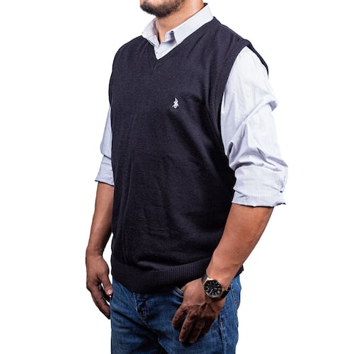 Chaleco Polo Club cuello V oi23-167sanch talla grande color negro