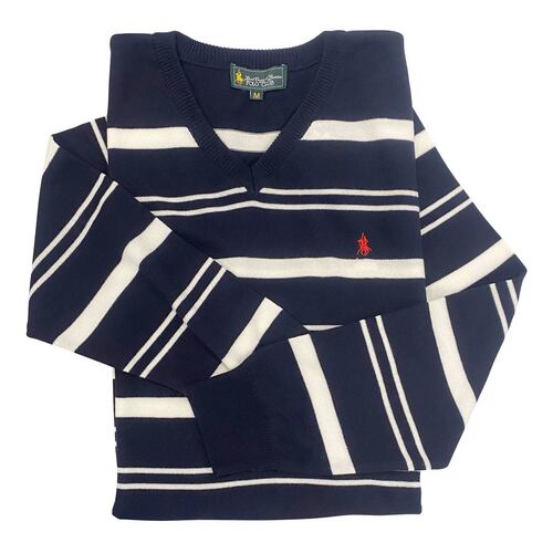 Sweater rayas cuello v marino Polo Club EG