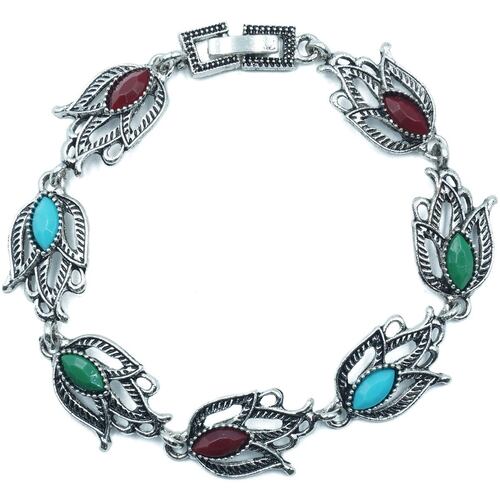 Pulsera Con Cristal Facetado Plateada Birma