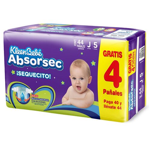 Pañal KBB Absorsec Jbo con 40 + 4