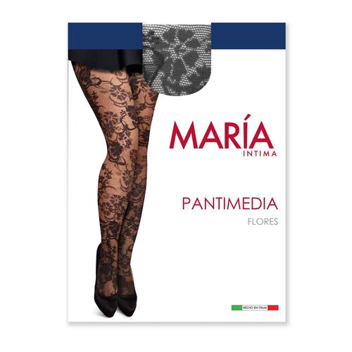 Pantimedia Flores María Intima Chica-Mediana Negro