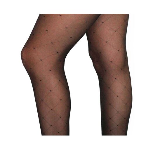 Pantimedia María Intima fantasía red flores modelo 46911 talla grande-extragrande color negro