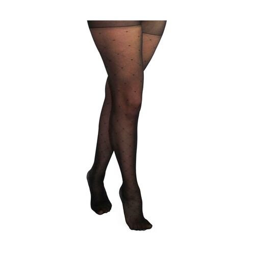 Pantimedia María Intima fantasía red flores modelo 46911 talla grande-extragrande color negro