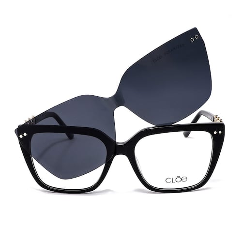 Armazón Oftálmico Cloe Color Negro Con Clip Polarizado Para Mujer