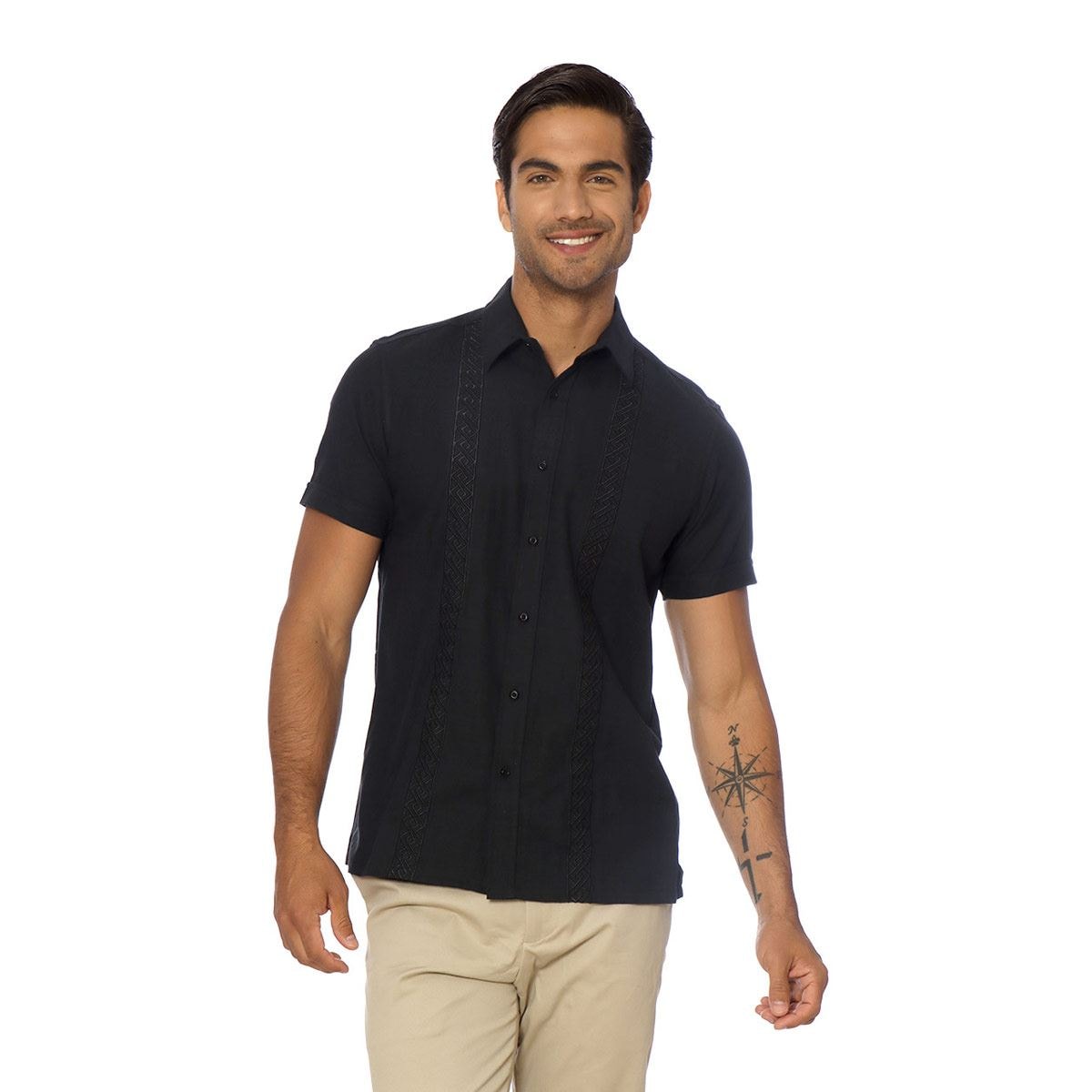 Camisa P Playa Manga Corta Negro Talla Chica