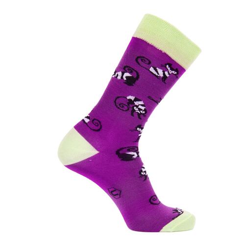 Calcetín Fantasía gato morado Único