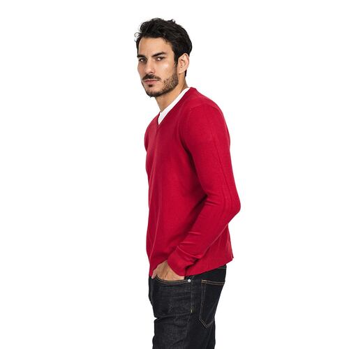Suéter para caballero cuello V color vino talla extra-grande