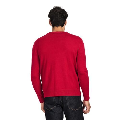 Suéter para caballero cuello V color vino talla extra-grande
