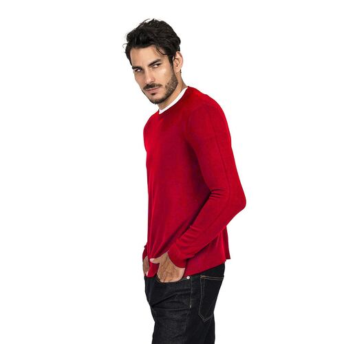 Suéter para caballero cuello redondo color vino talla mediana