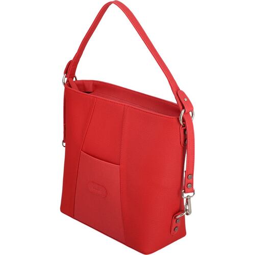 Bolsa Michel Domit cubeta con bolsillo frontal asa larga color rojo modelo DZU504