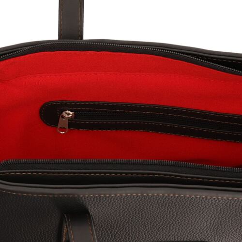 Bolsa Michel Domit cubeta con cierre color negro modelo DZR590