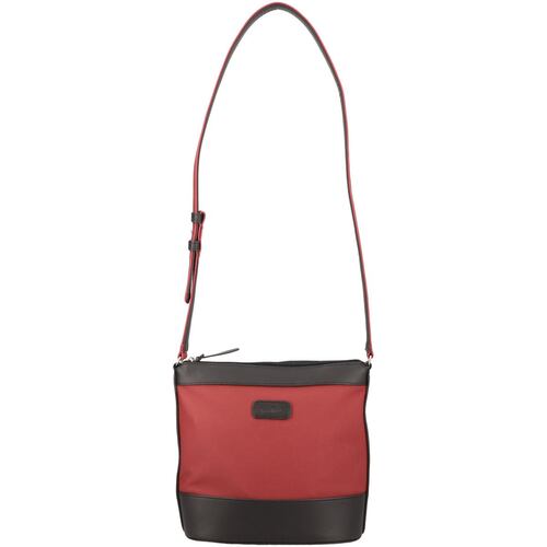 Bolsa Michel Domit cubeta con cierre color vino y negro modelo DZR531
