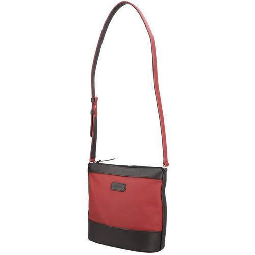 Bolsa Michel Domit cubeta con cierre color vino y negro modelo DZR531