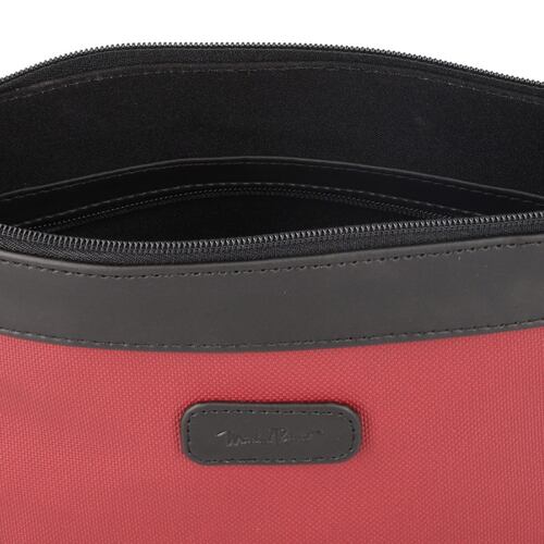 Bolsa Michel Domit cubeta con cierre color vino y negro modelo DZR531