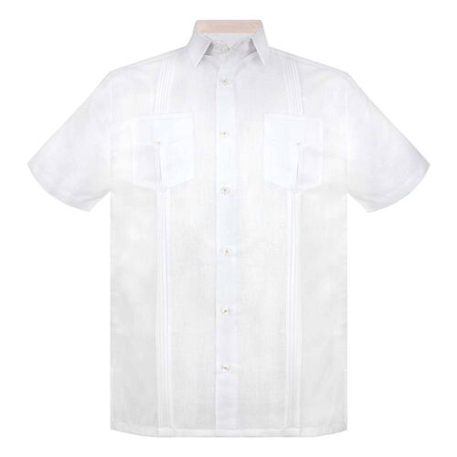 Guayabera Color Manga Corta Color Blanco Talla Chica para Hombre Gcandila