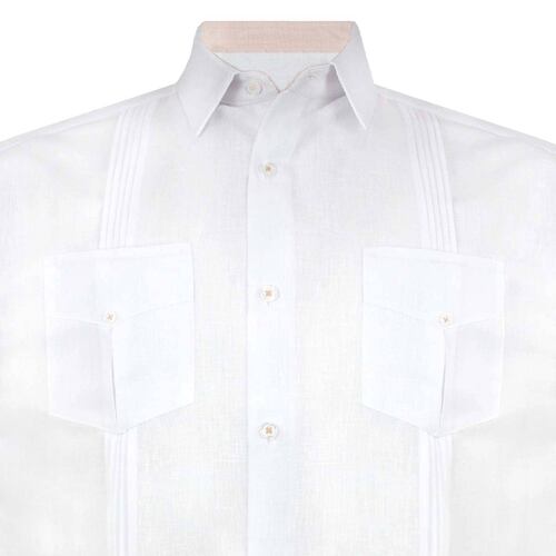 Guayabera Color Manga Corta Color Blanco Talla Chica para Hombre Gcandila
