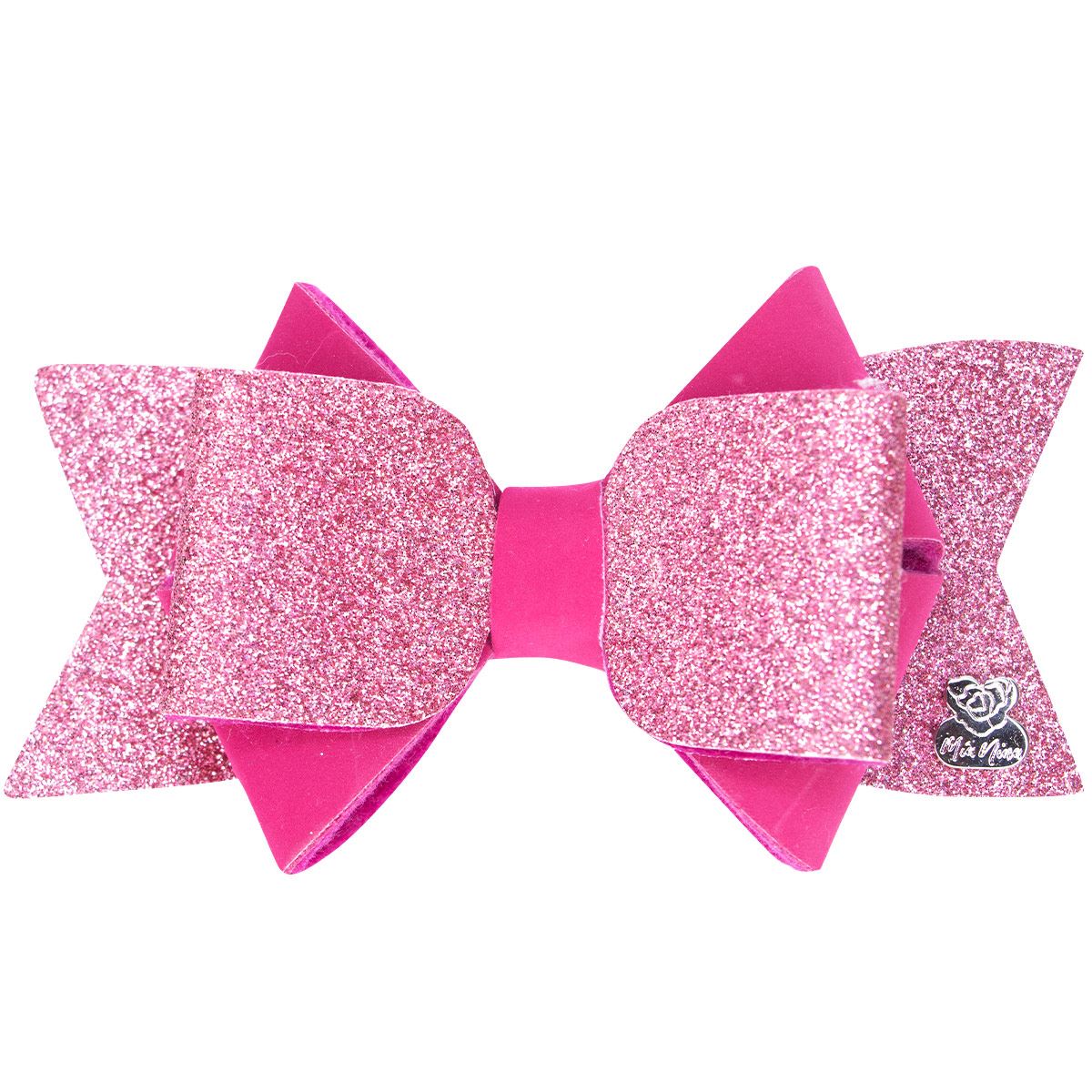 Moño Doble De Vinil Rosa Fucsia