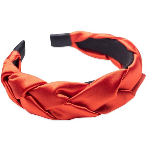 Diadema Trenzada Satín Rojo