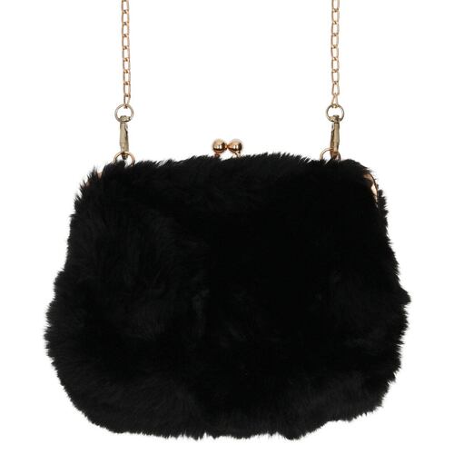 Bolsa de peluche para mujer, con cadena dorada Phi by Philosophy Jr. talla unitalla color negro modelo EBOL00041598