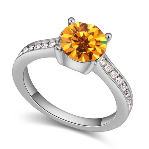Anillo en baño de oro blanco Amor de Cristal