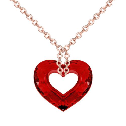 Collar Corazón Cristal Rojo Baño Oro Amarillo 18K Amor de Cristal