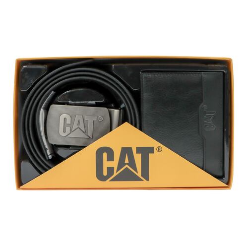 Set Cartera y Cinturón CAT Color Negro para Hombre
