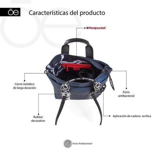 Bolso Tote Color Marino Para Mujer Cloe
