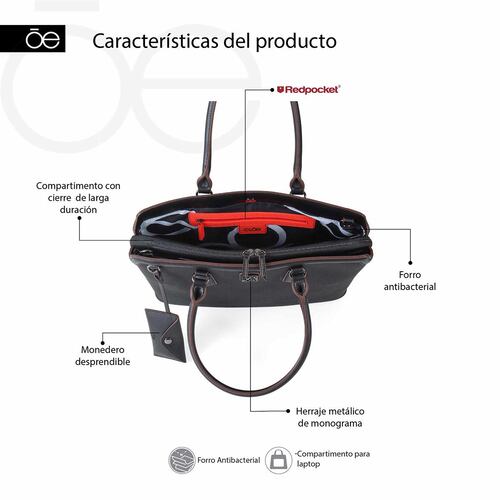 Bolso Porta Laptop color Negro para Mujer Cloe