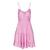 Vestido corto para mujer con encaje, olanes y cinta de amarre en espalda Philosophy talla grande color rosa modelo 4487DY