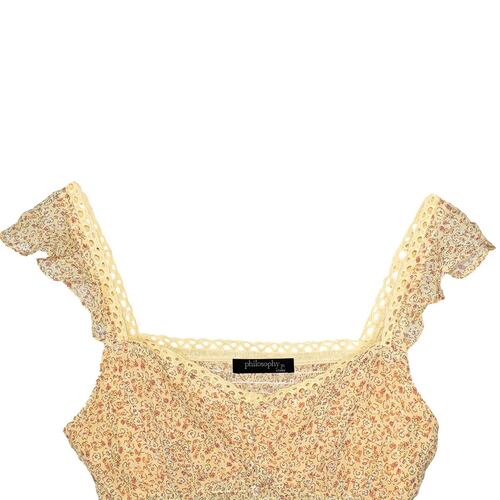 Blusa con estampado y encaje en tirantes para mujer