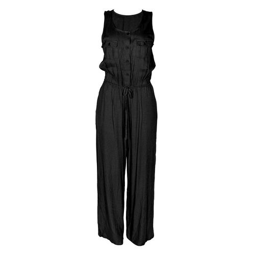 Jumpsuit para mujer, con jareta y botones Philosophy talla mediana color negro modelo RP399
