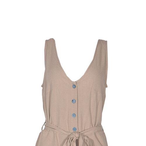 Jumpsuit para mujer, con cinta de amarre y botones Philosophy talla mediana color cafe claro modelo RP404