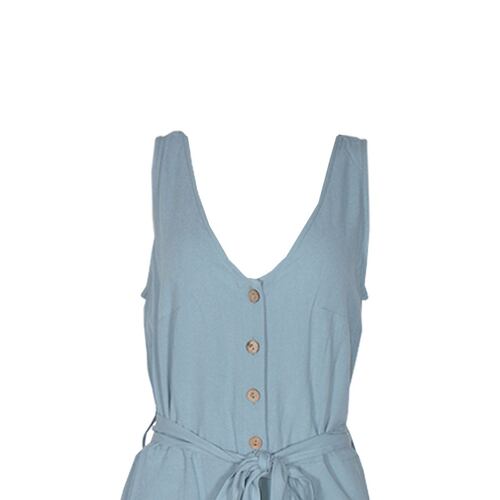 Jumpsuit para mujer, con cinta de amarre y botones Philosophy talla mediana color azul modelo RP404