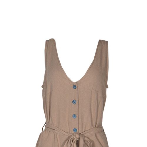 Jumpsuit para mujer, con cinta de amarre y botones Philosophy talla mediana color cafe modelo RP404