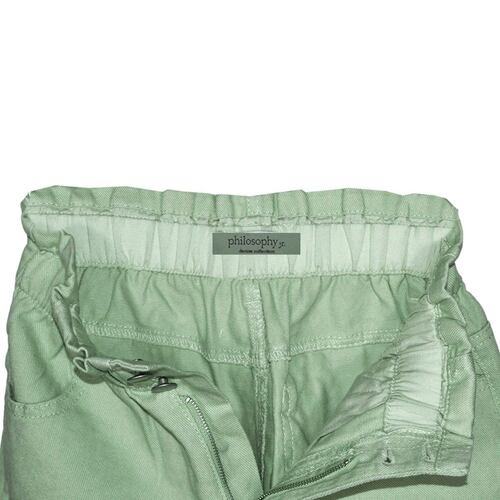 Short recto para mujer con botones y elástico Philosophy talla grande color verde obscuro modelo 6616PM