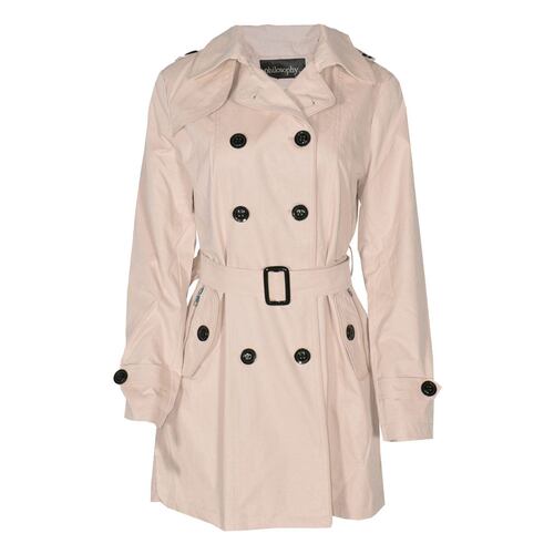 Gabardina Para Mujer, Con Botones Y Cinturón Philosophy Jr Talla Mediana Color Beige Modelo GPL2304