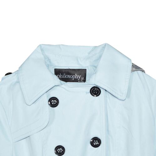 Gabardina Para Mujer, Con Botones Y Cinturón Philosophy Jr Talla Extra Grande Color Azul Claro Modelo GPL2304
