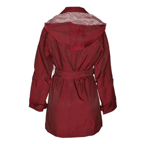 Gabardina Para Mujer, Con Botones Y Cinturón Philosophy Jr Talla Mediana Color Rojo Obscuro Modelo GTL2039