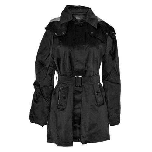 Gabardina Para Mujer, Con Broches Y Cinturón Philosophy Jr Talla Mediana Color Negro Modelo GPL2301