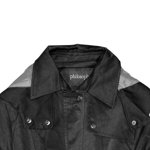 Gabardina Para Mujer, Con Broches Y Cinturón Philosophy Jr Talla Mediana Color Negro Modelo GPL2301