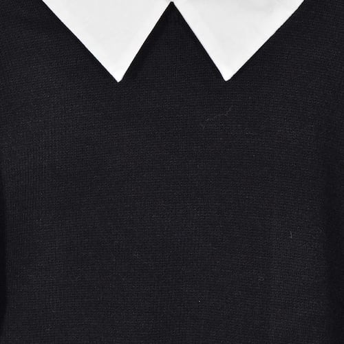 Suéter liso con cuello y puños en combinación para mujer Philosophy