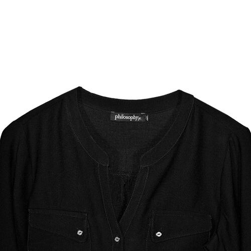 Blusa lisa con elevación en manga y botones para mujer Philosophy