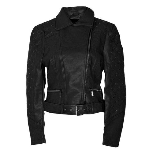 Chamarra Para Mujer, Con Cierre Cruzado Philosophy Jr Talla Grande Color Negro Modelo SJP6304.