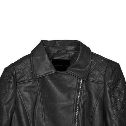 Chamarra Para Mujer, Con Cierre Cruzado Philosophy Jr Talla Grande Color Negro Modelo SJP6304.