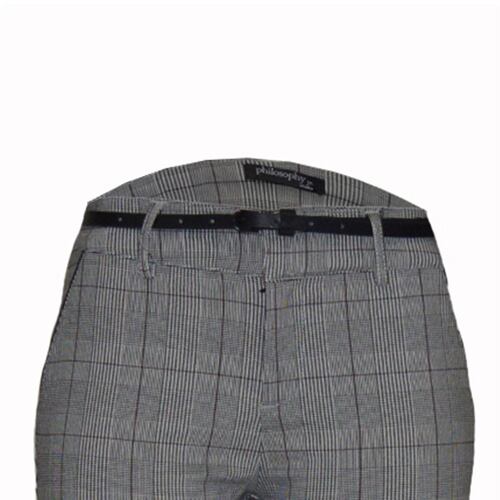 Pantalón Recto Para Mujer, Con Cinturón En Combinación Philosophy Jr Talla Grande Color Negro Combinado Modelo 5A1857N