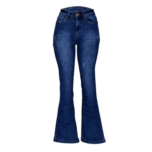 Pantalón denim de mujer regular fit color azul jeans medio - Valecuatro