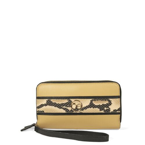 Billetera Cierre Doble Cloe Camel para Mujer